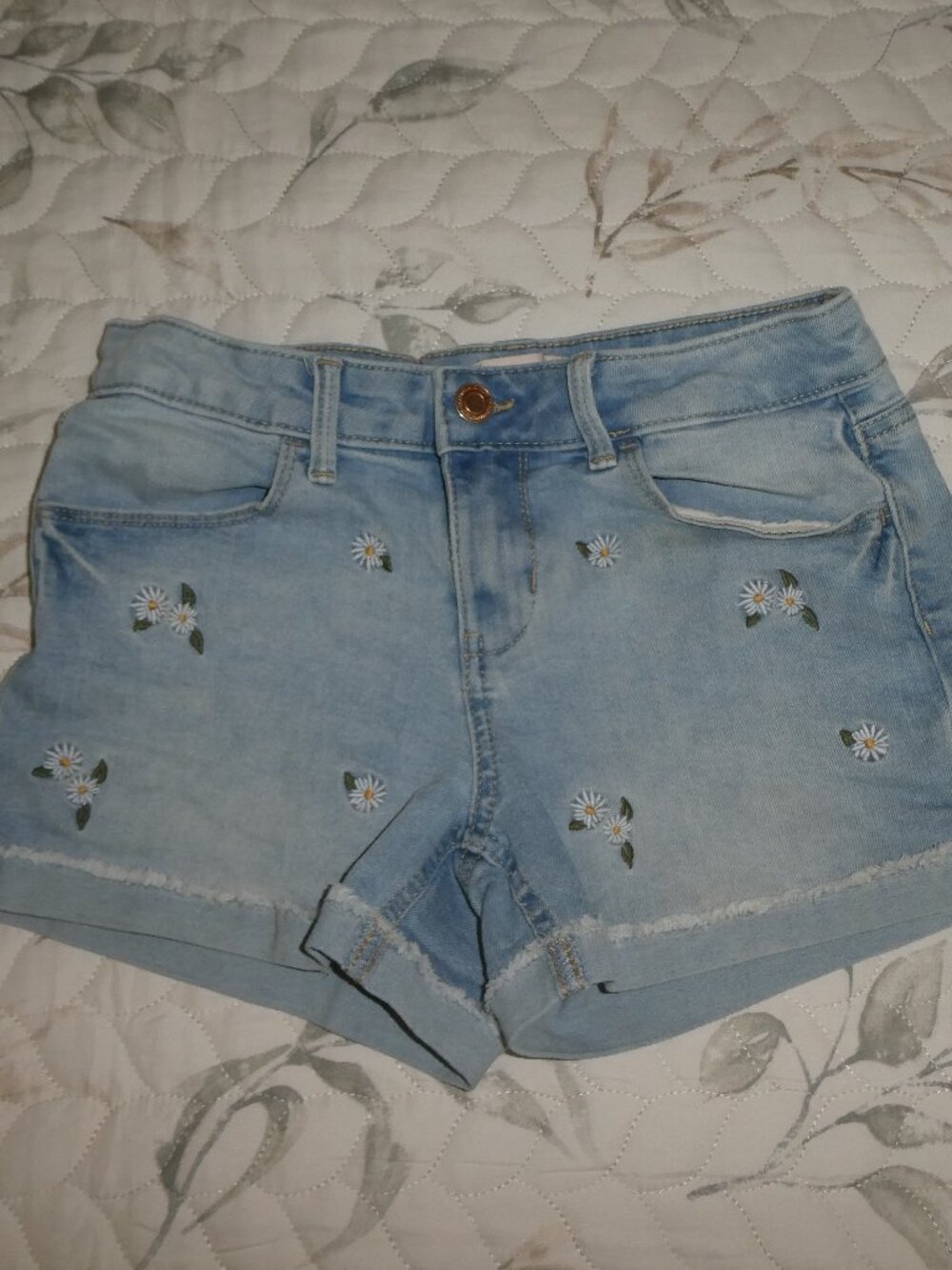 SO Girls Denim Jean Shorts with Flowers Size 12